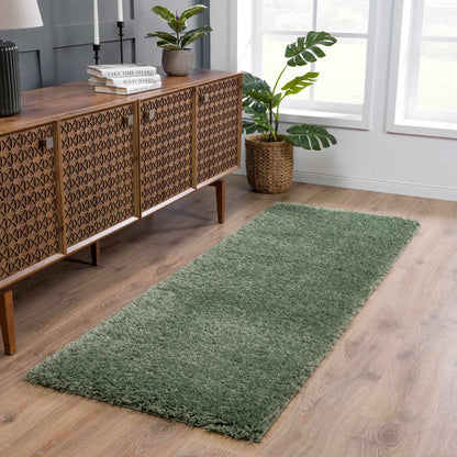 Faina Solid Green Shag Rug Washable - Decor Addict, LLC