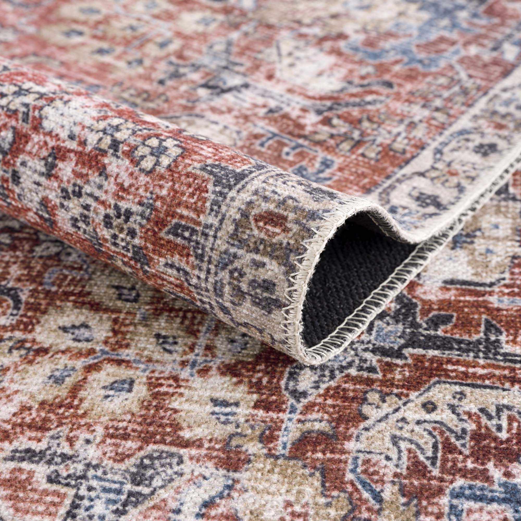 Burgundy Holi-2303 Washable Area Rug - Decor Addict, LLC