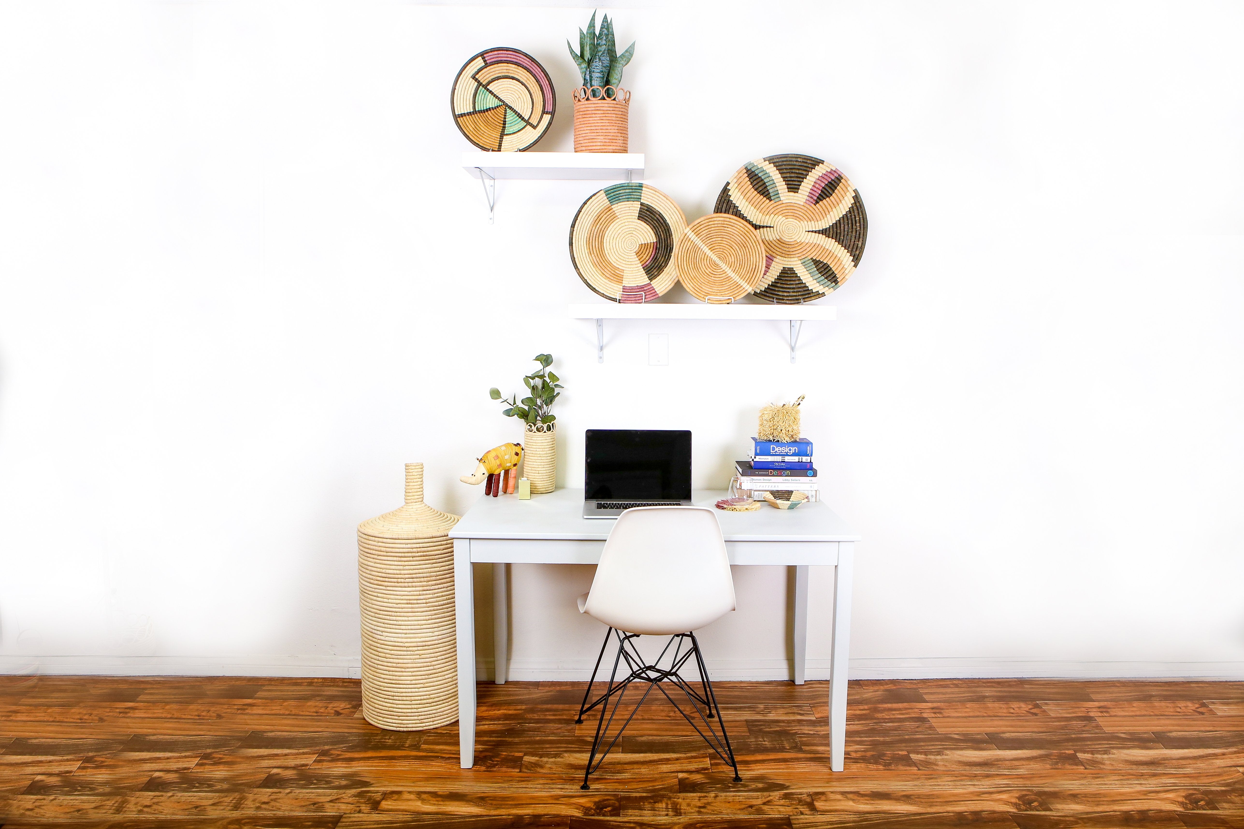 21" Large Lilac & Neutrals Tabia Woven Wall Art Plate - Decor Addict, LLC