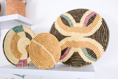 21" Large Lilac & Neutrals Tabia Woven Wall Art Plate - Decor Addict, LLC