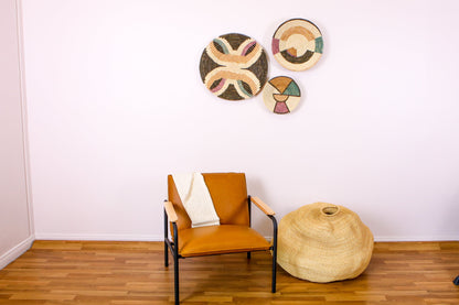 21" Large Lilac & Neutrals Tabia Woven Wall Art Plate - Decor Addict, LLC