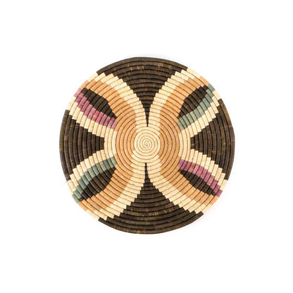 21" Large Lilac & Neutrals Tabia Woven Wall Art Plate - Decor Addict, LLC