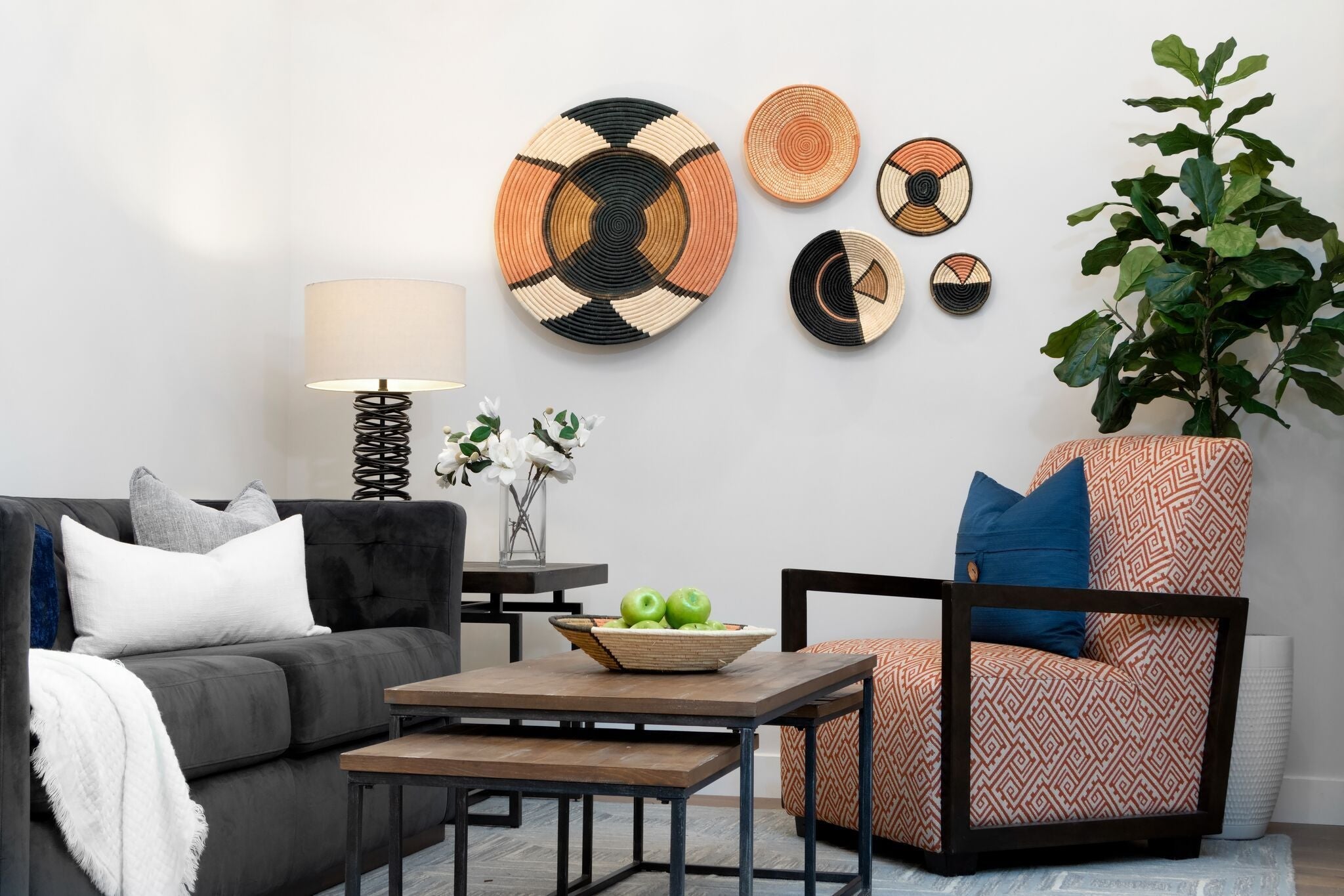 12" Large Peach Soleil Round Basket - Decor Addict, LLC