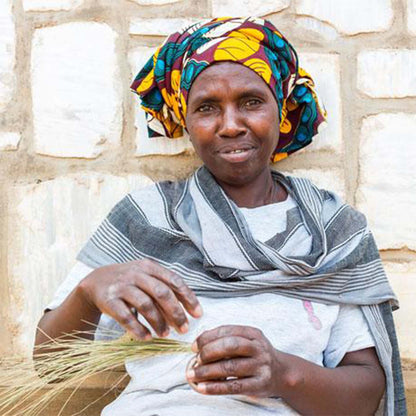 12" Large Opal Gray Striped Round Basket - Decor Addict, LLC