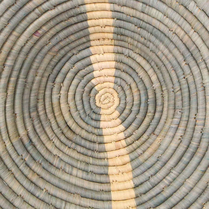 12" Large Opal Gray Striped Round Basket - Decor Addict, LLC