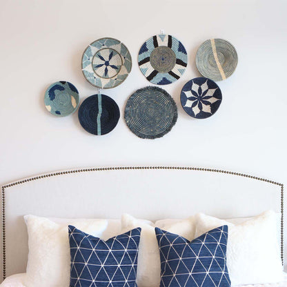 12" Large Opal Gray Striped Round Basket - Decor Addict, LLC