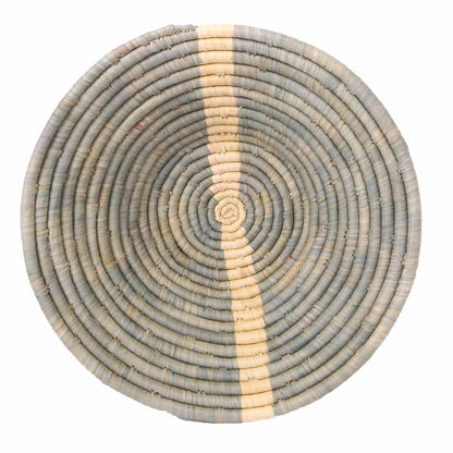 12" Large Opal Gray Striped Round Basket - Decor Addict, LLC