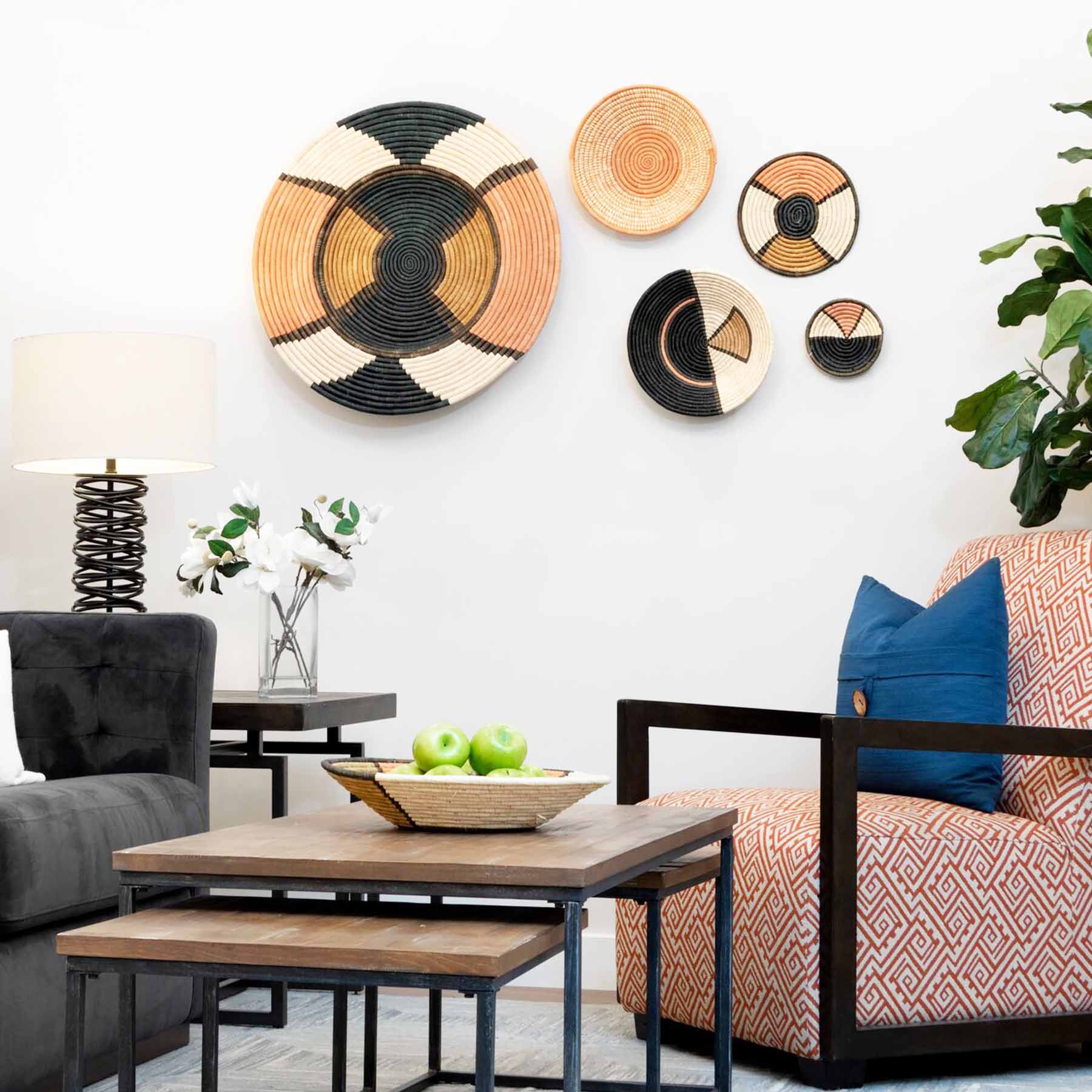 12" Large Peach Soleil Round Basket - Decor Addict, LLC