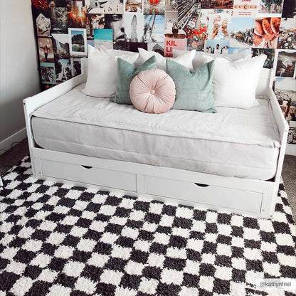 Kieu Black & White Checkered Area Rug - Decor Addict, LLC