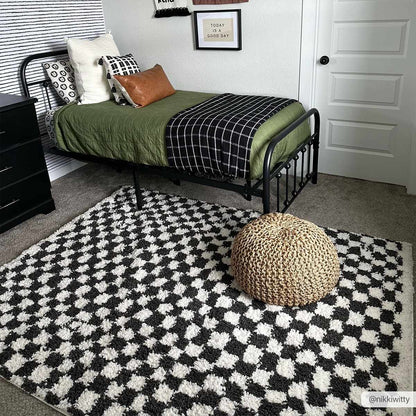 Kieu Black & White Checkered Area Rug - Decor Addict, LLC