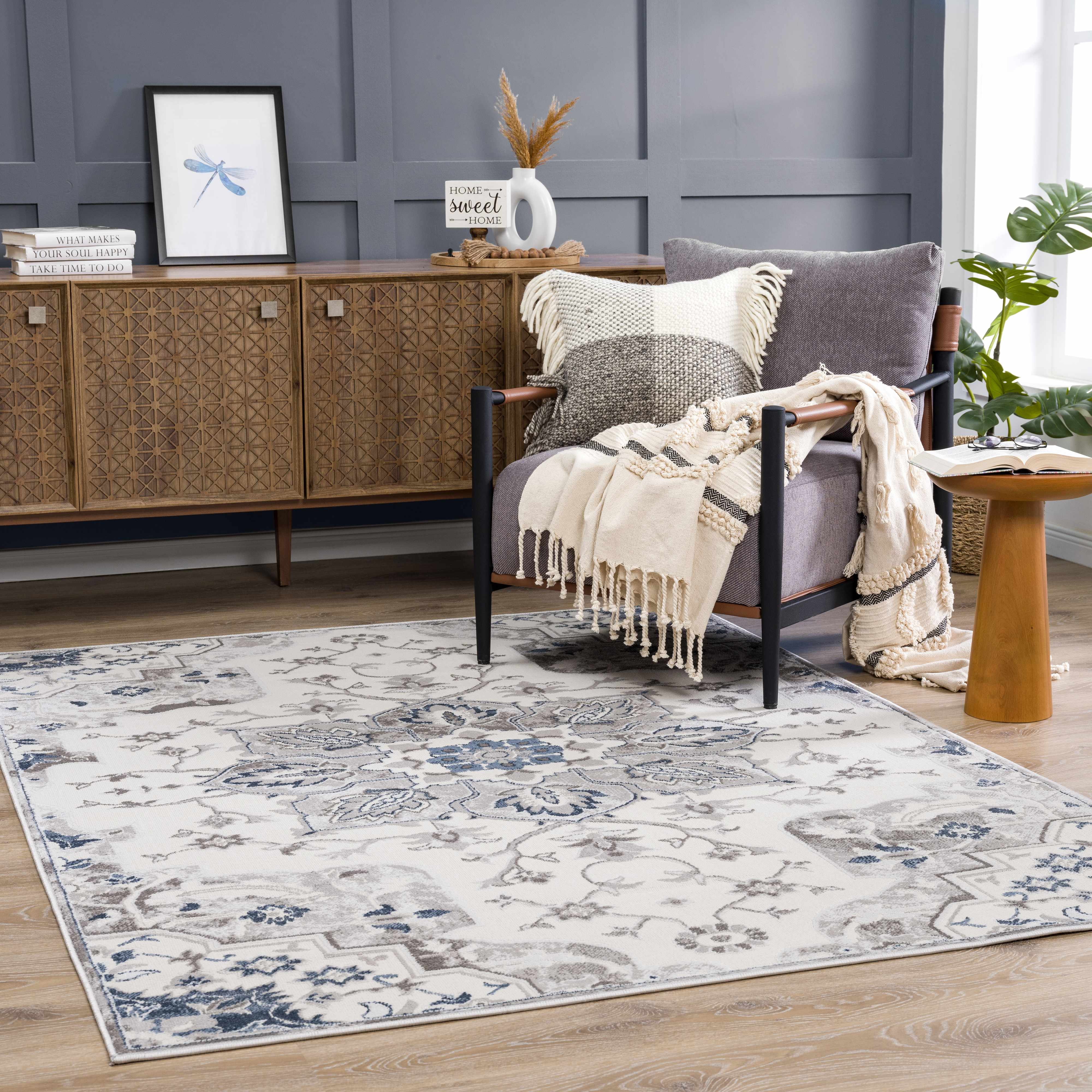 Calum Blue & Gray Area Rug - Decor Addict, LLC