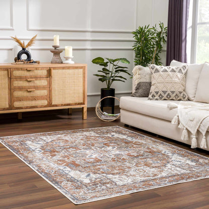 Rust Hera Washable Area Rug - Clearance - Decor Addict, LLC