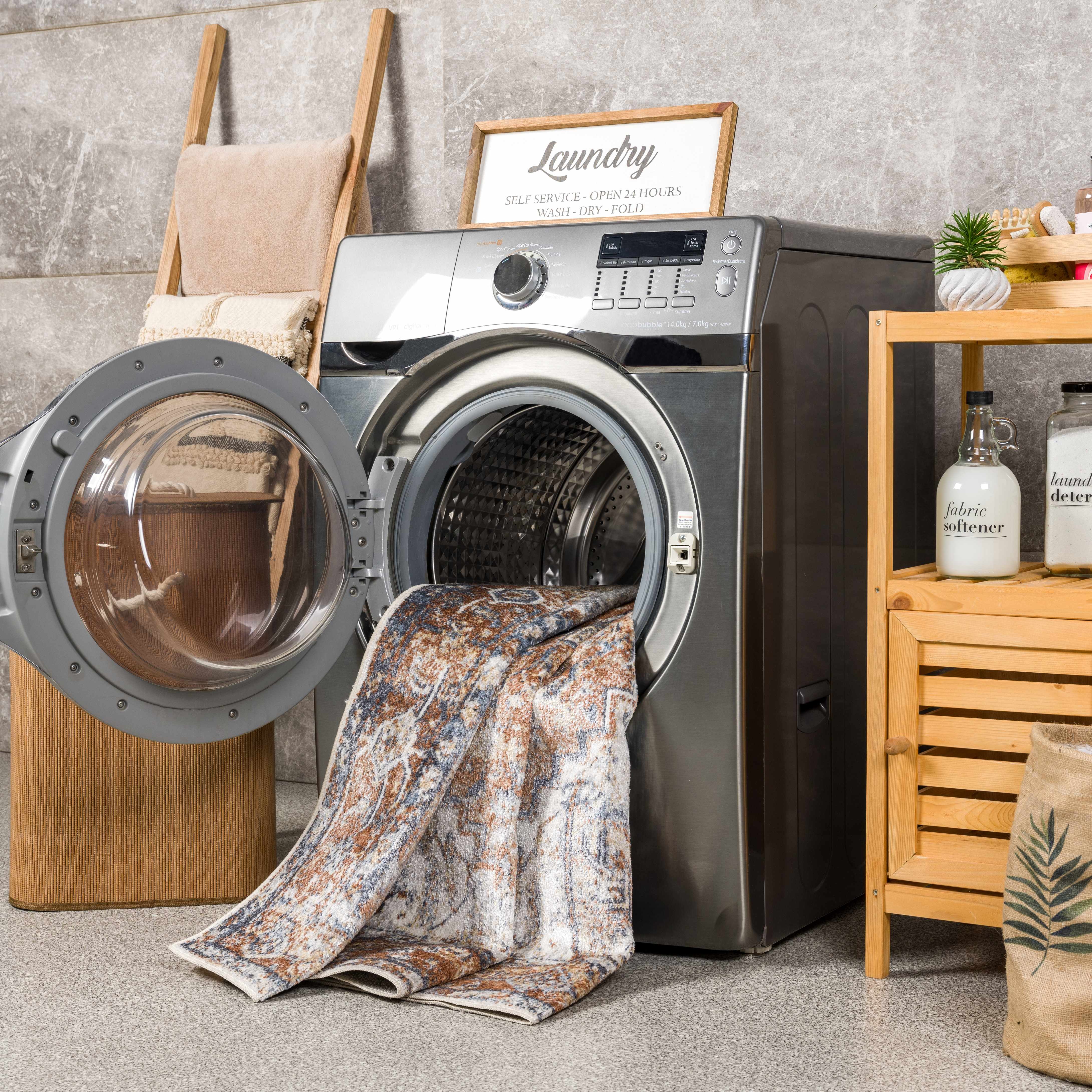 Rust Hera Washable Area Rug - Clearance - Decor Addict, LLC