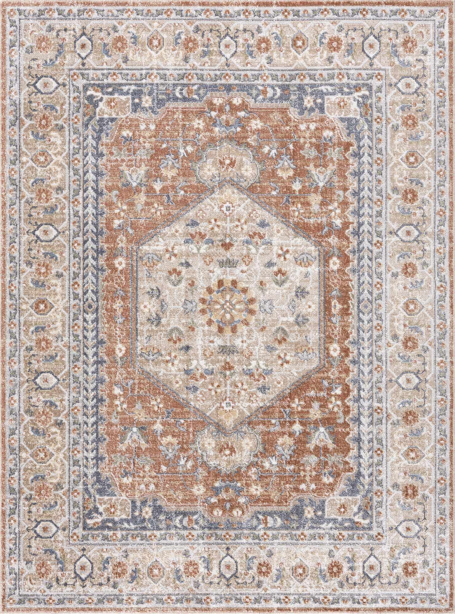 Gael Rust Washable Area Rug - Decor Addict, LLC