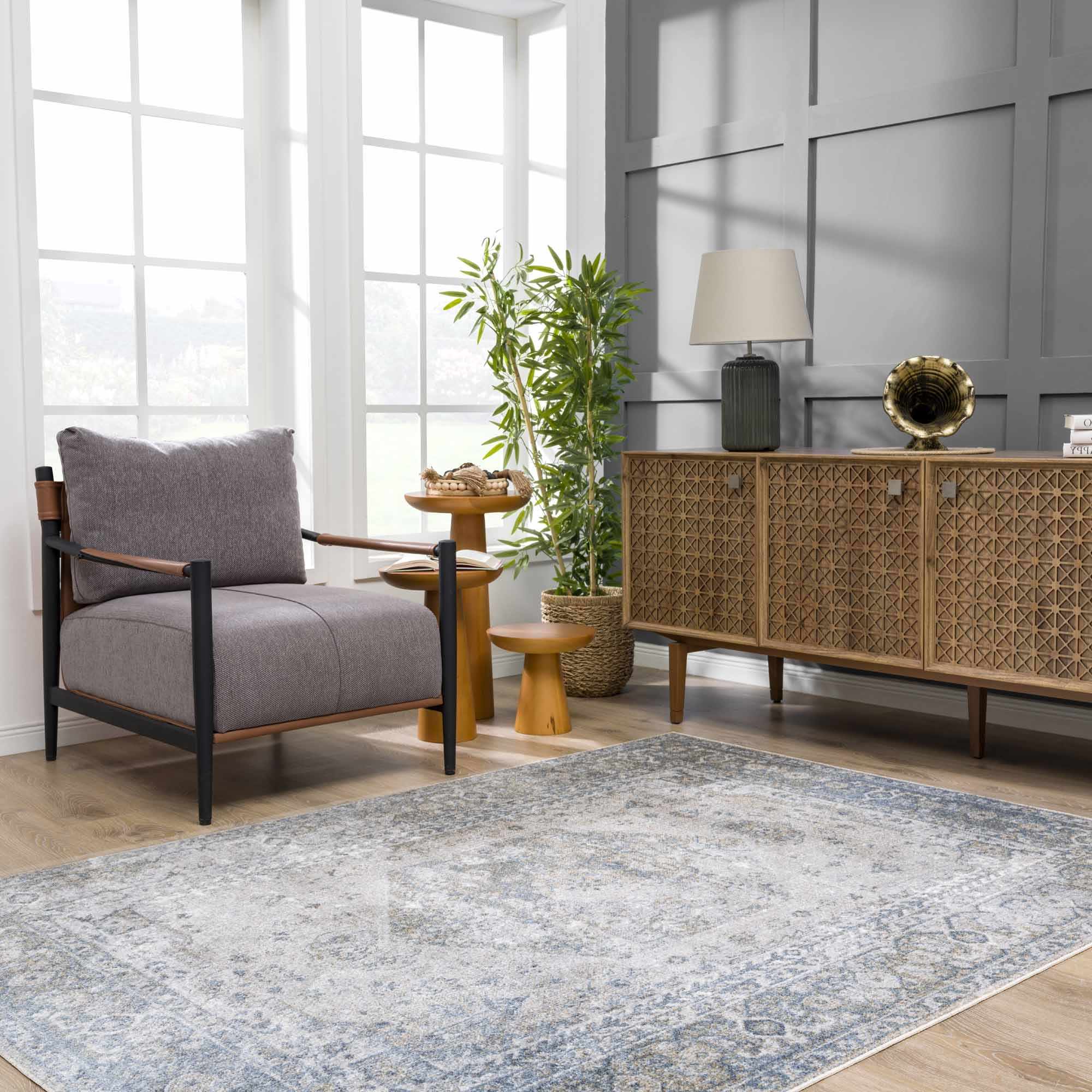 Gael Blue Washable Area Rug - Decor Addict, LLC