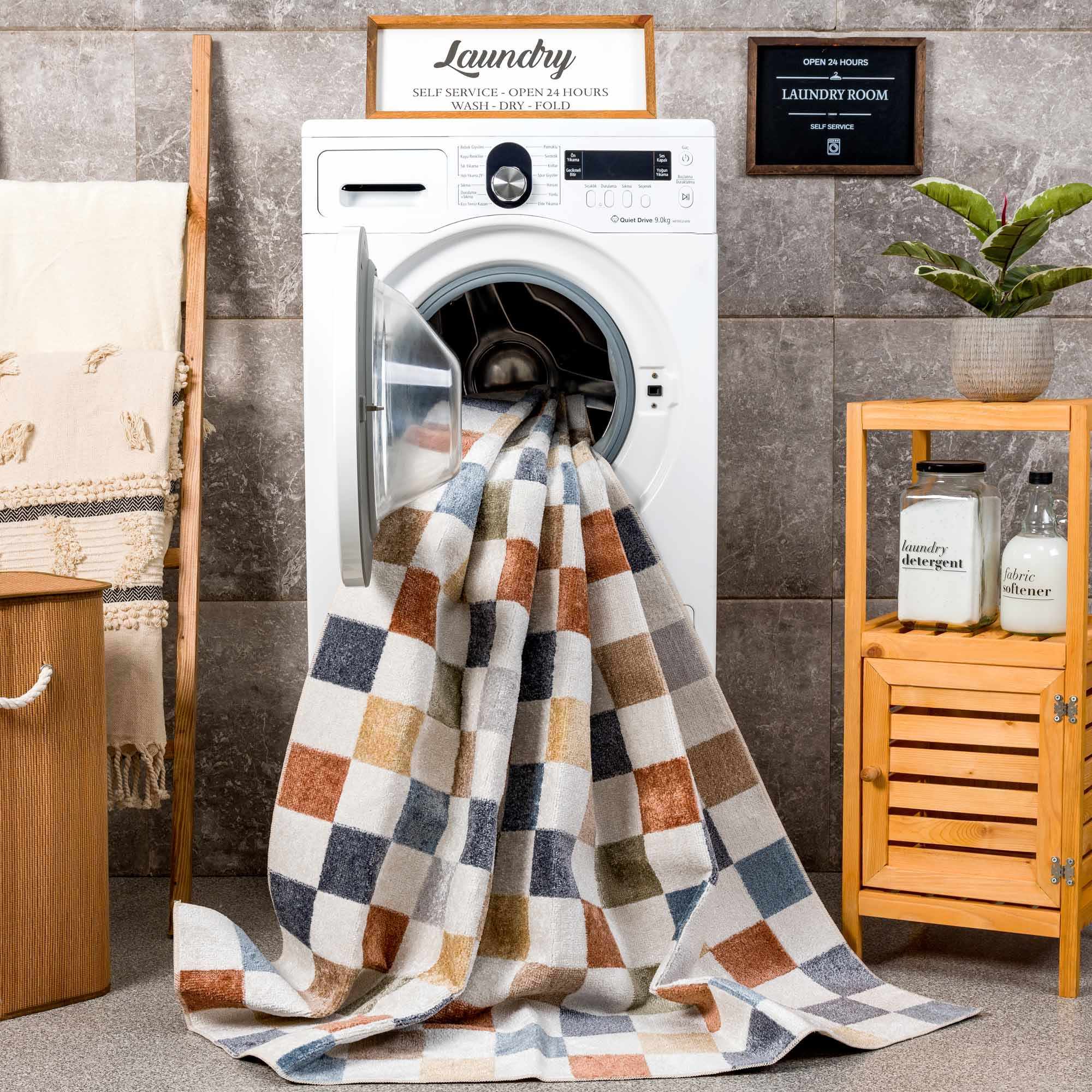 Alie Colorful Checkered Washable Rug - Decor Addict, LLC