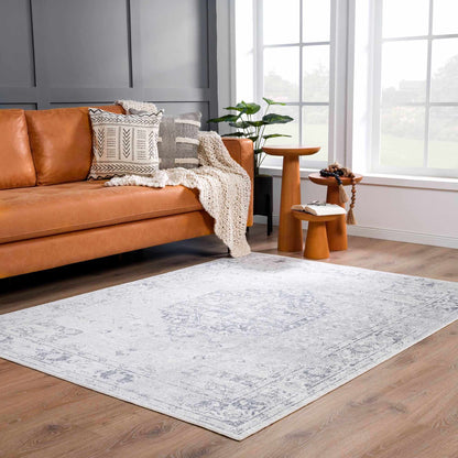 Akram Cream & Antrasit Washable Area Rug - Decor Addict, LLC