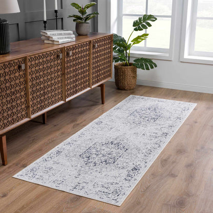 Akram Cream & Antrasit Washable Area Rug - Decor Addict, LLC
