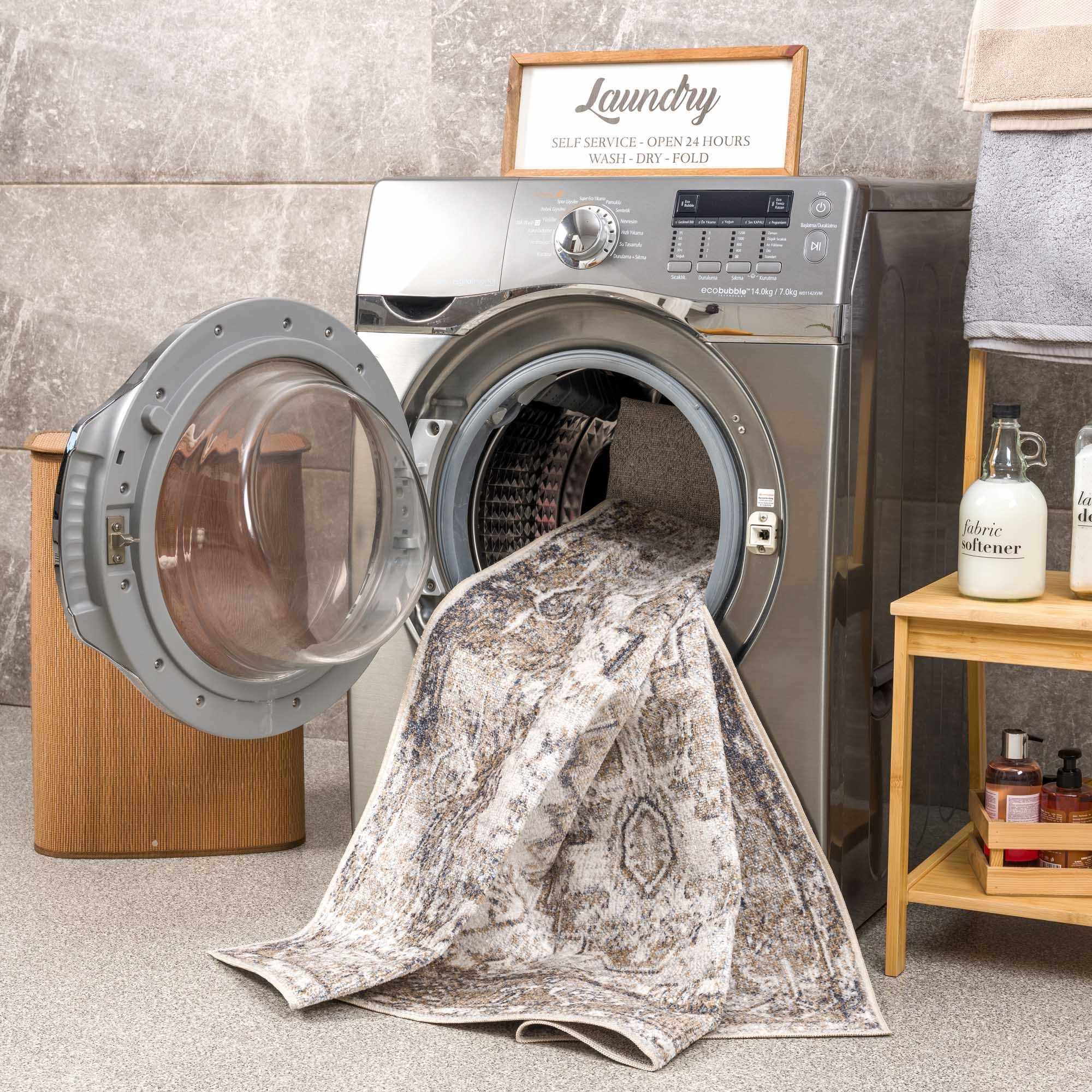 Hera Brown&Cream Washable Area Rug - Decor Addict, LLC