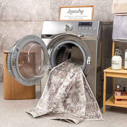 Hera Brown&Cream Washable Area Rug - Decor Addict, LLC