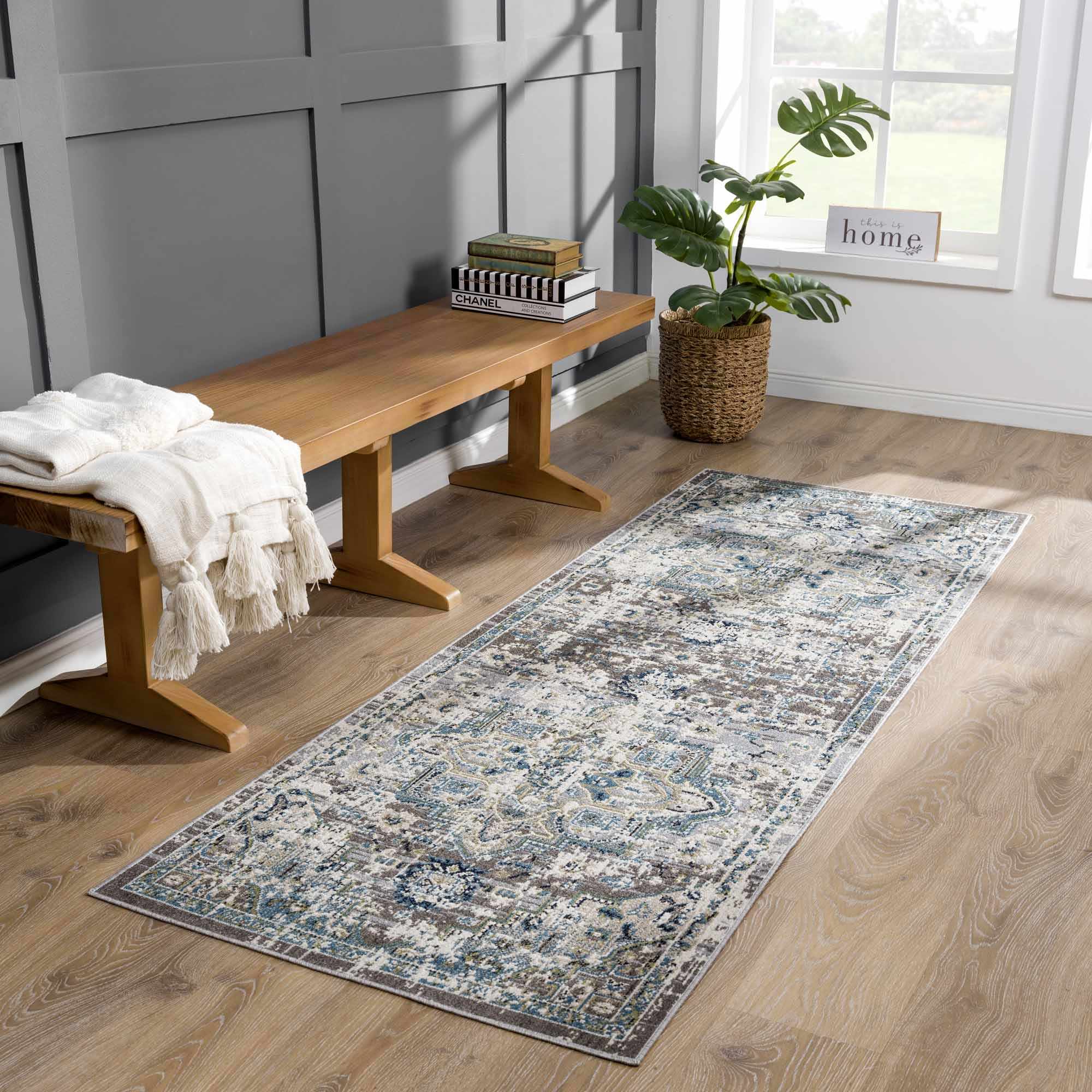 Cabacungan Gray & Blue Washable Area Rug - Decor Addict, LLC