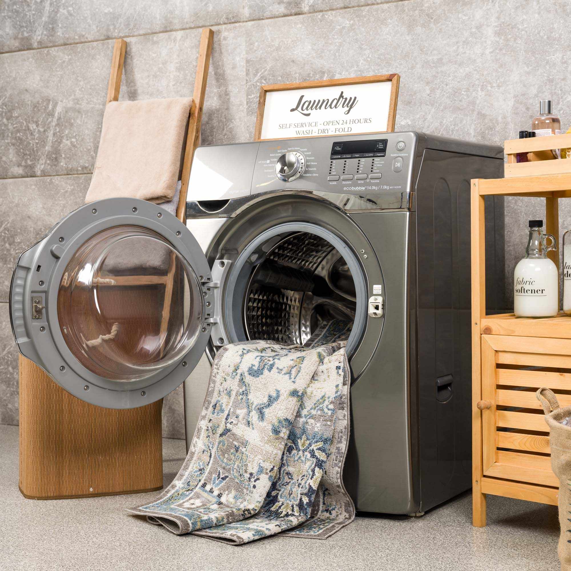 Cabacungan Gray & Blue Washable Area Rug - Decor Addict, LLC