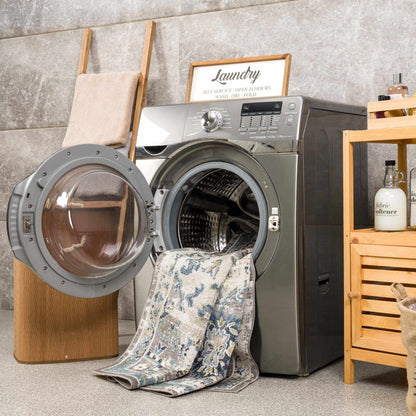 Cabacungan Gray & Blue Washable Area Rug - Decor Addict, LLC