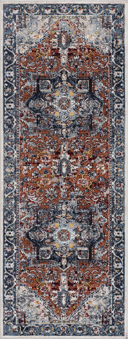 Cabacungan Blue & Rust Washable Area Rug - Decor Addict, LLC