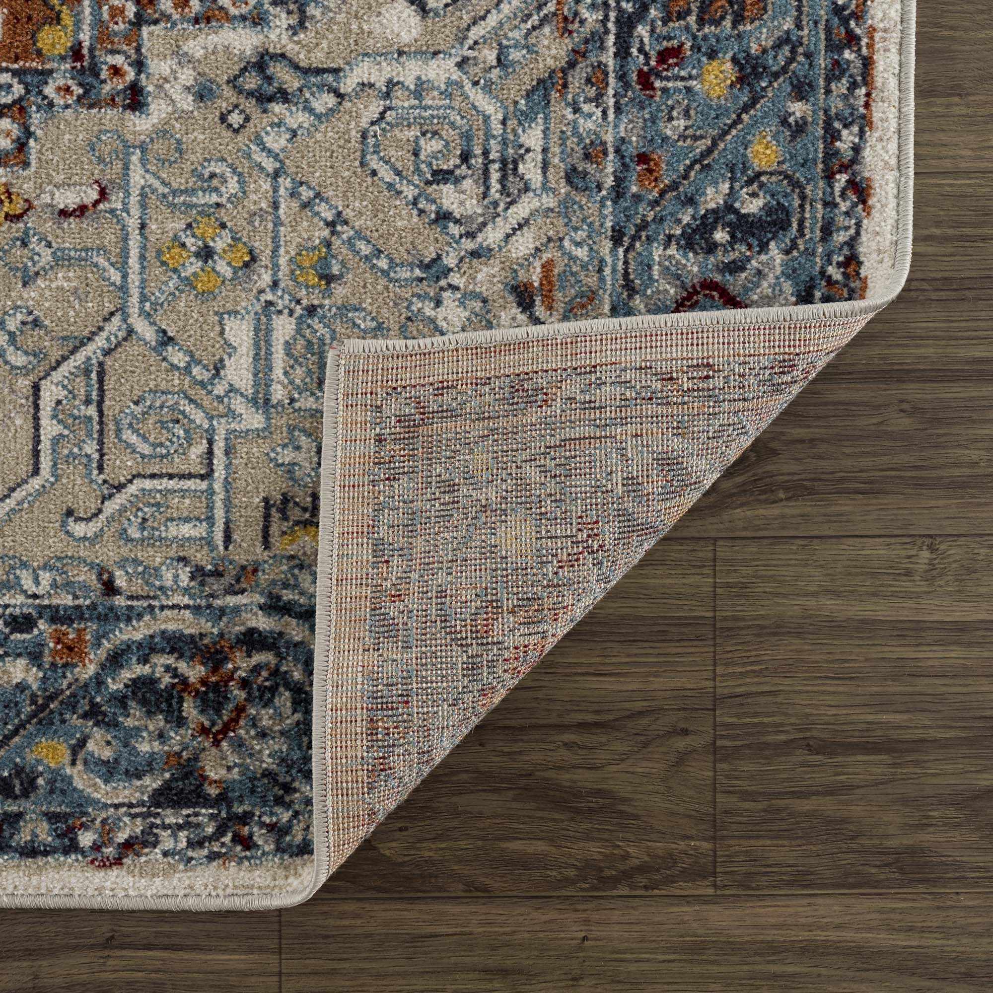 Cabacungan Blue & Rust Washable Area Rug - Decor Addict, LLC