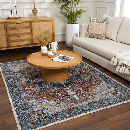 Cabacungan Blue & Rust Washable Area Rug - Decor Addict, LLC