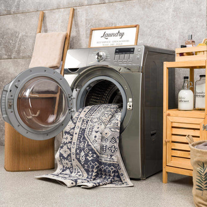 Cabacungan Cream & Gray Washable Area Rug - Decor Addict, LLC