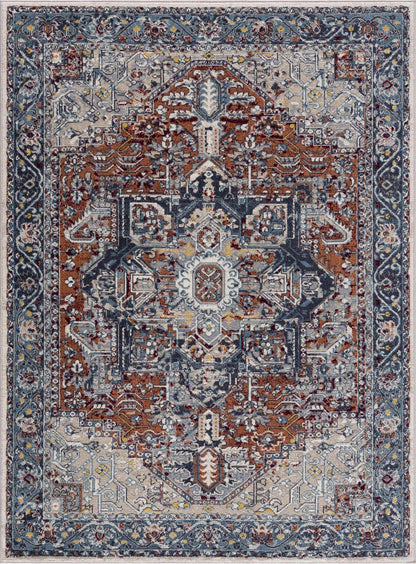 Cabacungan Blue & Rust Washable Area Rug - Decor Addict, LLC