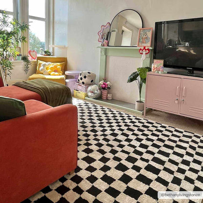 Lajos Black & White Checkered Area Rug - Decor Addict, LLC