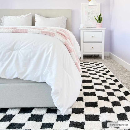 Lajos Black & White Checkered Area Rug - Decor Addict, LLC