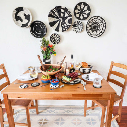 12" Large Black & White Thousand Hills  Round Basket - Decor Addict, LLC