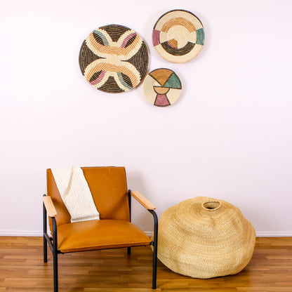 21" Large Lilac & Neutrals Tabia Woven Wall Art Plate - Decor Addict, LLC