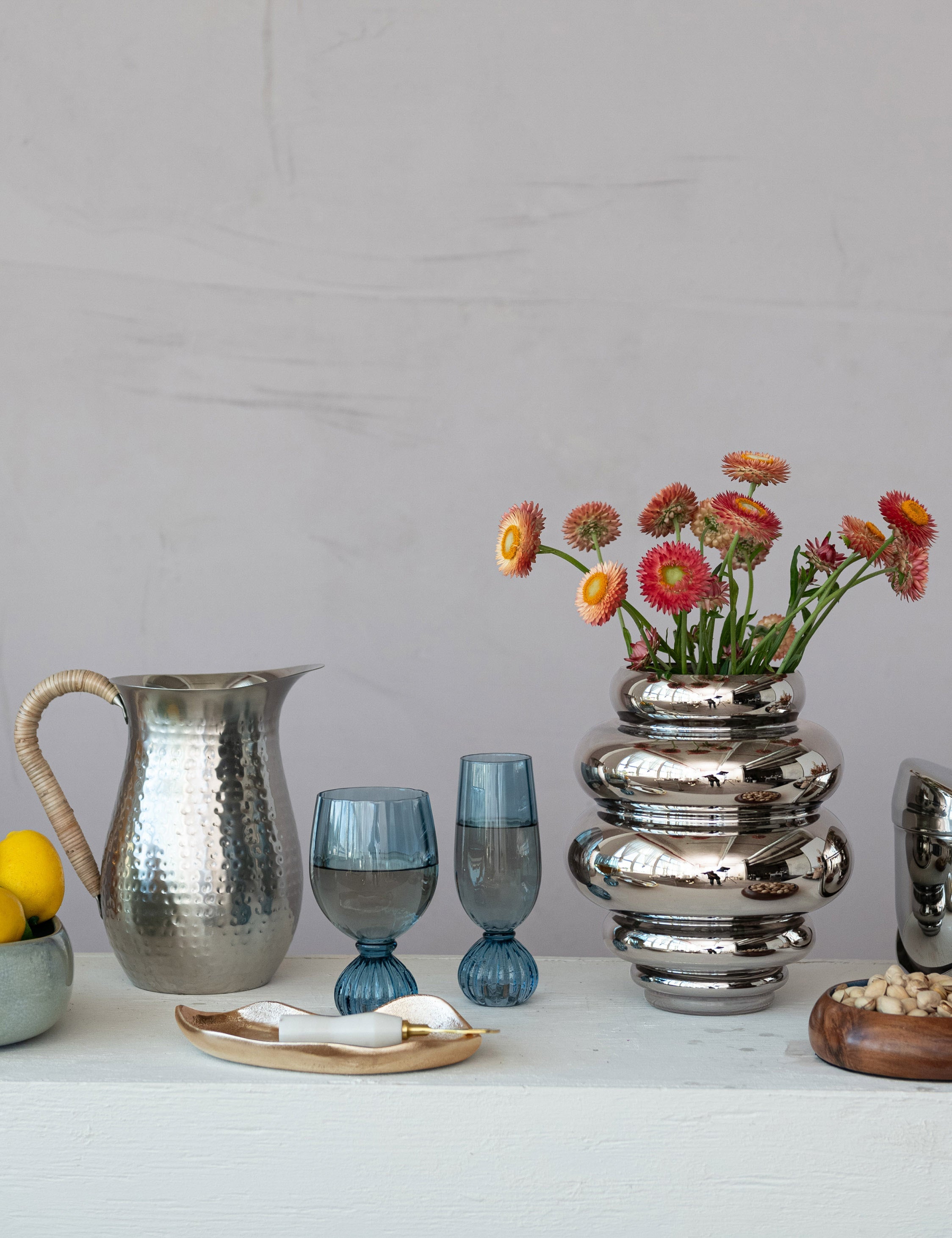 Ribbed Glass Vase, Chrome Finish - Decor Addict, LLC