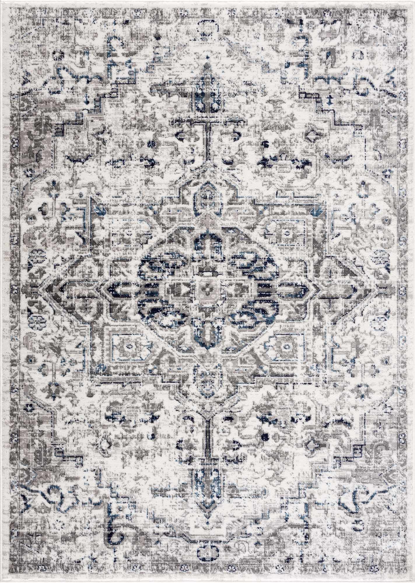 Buenaventura Cream & Navy Area Rug - Decor Addict, LLC