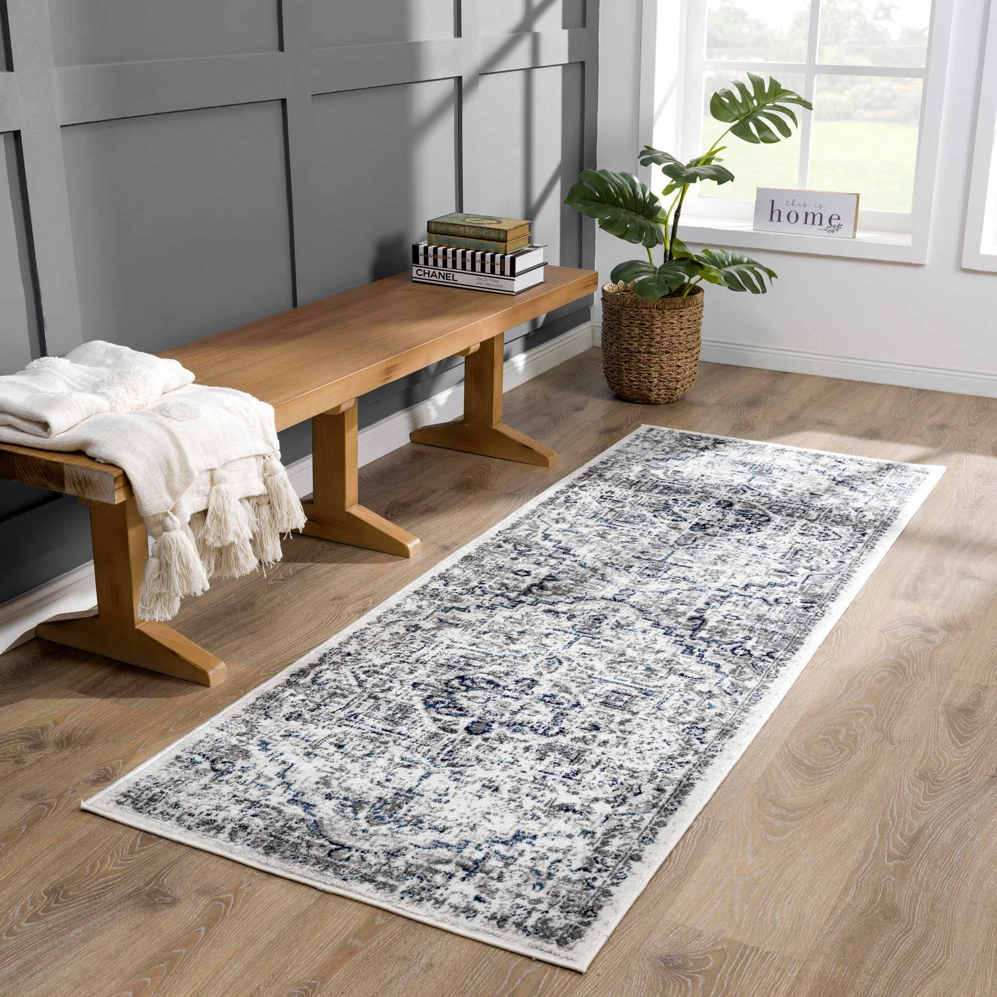 Buenaventura Cream & Navy Area Rug - Decor Addict, LLC