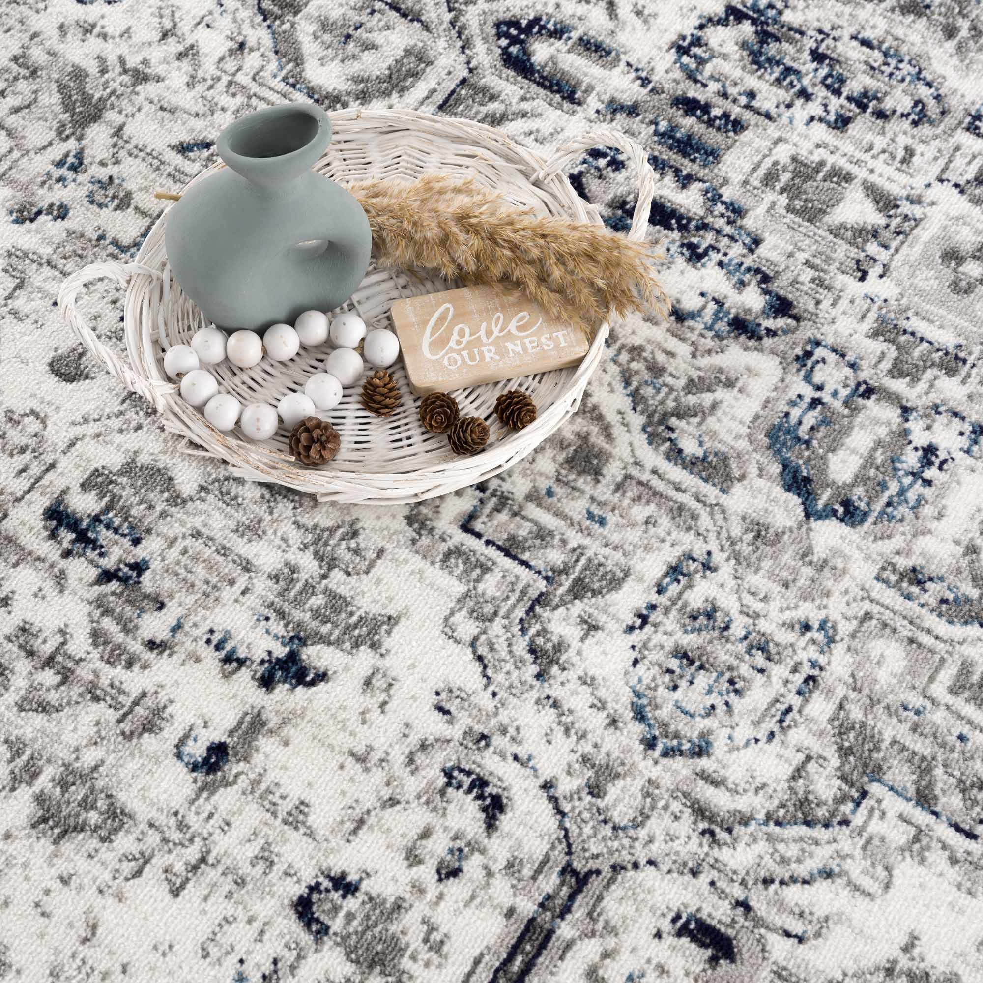 Buenaventura Cream & Navy Area Rug - Decor Addict, LLC