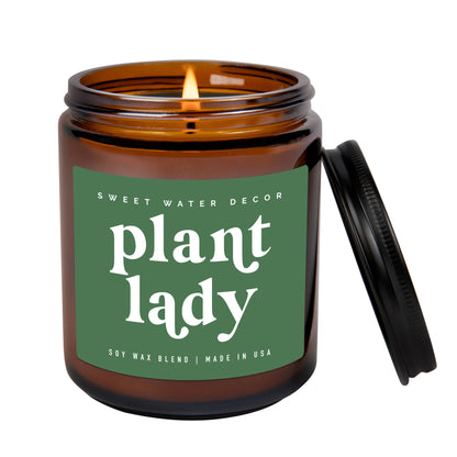Plant Lady Soy Candle - Amber Jar - 9 oz (Wildflowers and Salt) - Decor Addict, LLC