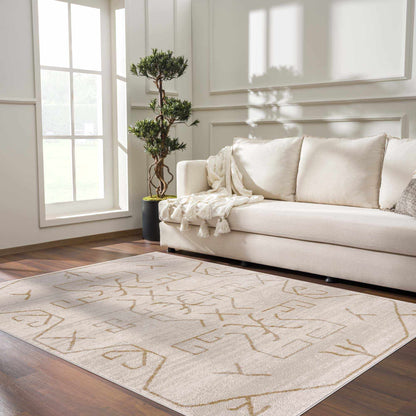 Azzan Cream & Gold Area Rug - Decor Addict, LLC