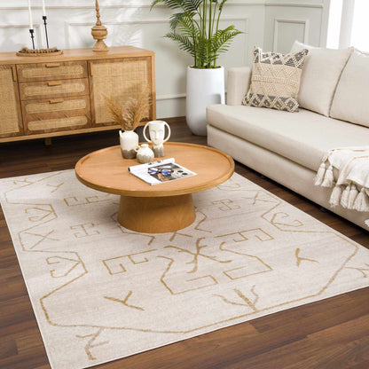 Azzan Cream & Gold Area Rug - Decor Addict, LLC