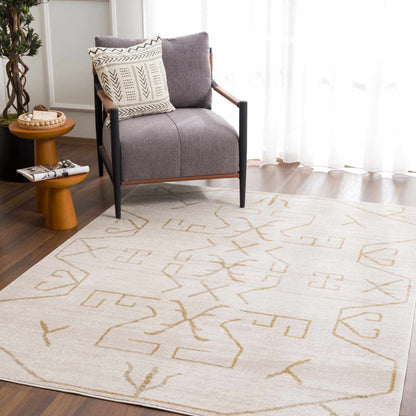 Azzan Cream & Gold Area Rug - Decor Addict, LLC