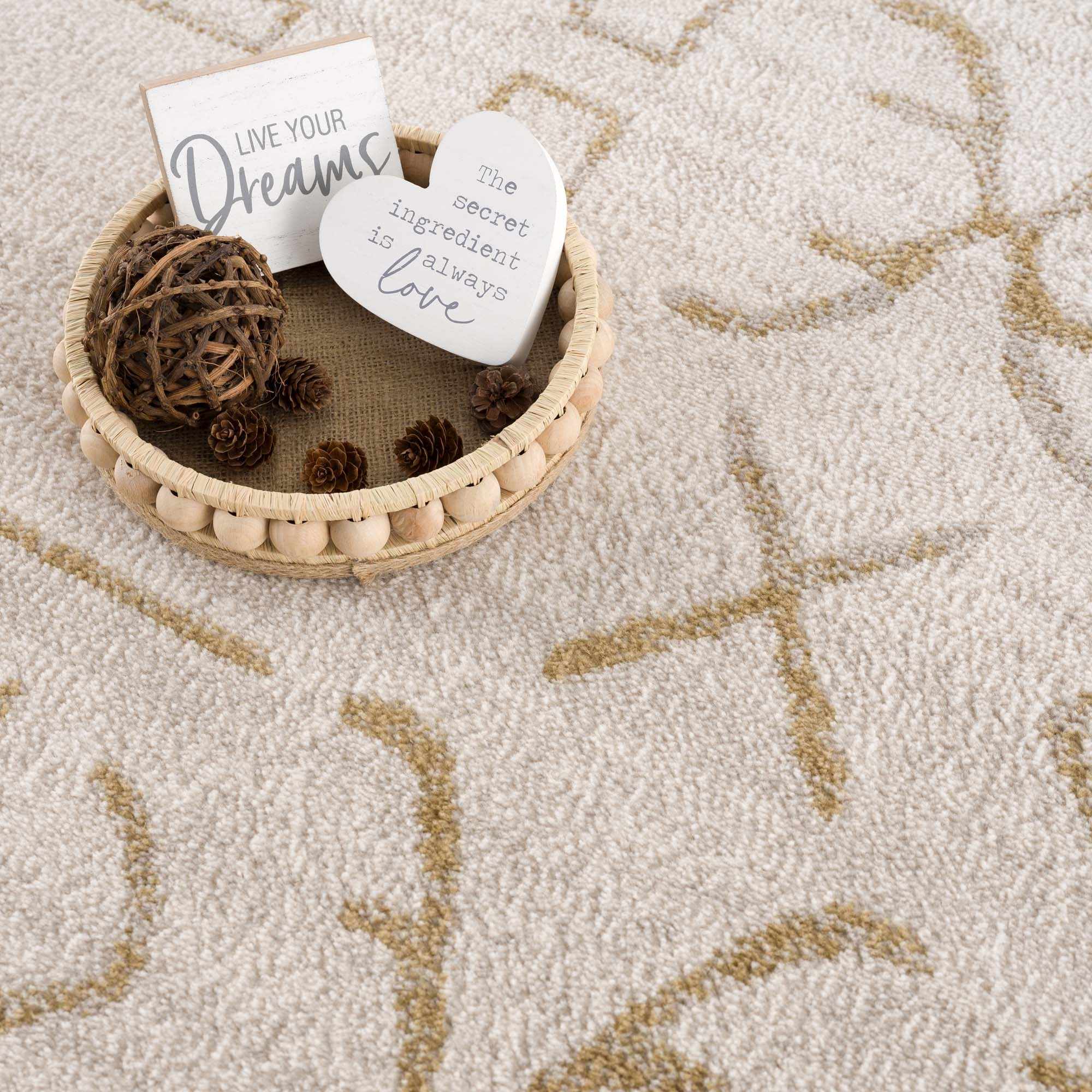 Azzan Cream & Gold Area Rug - Decor Addict, LLC