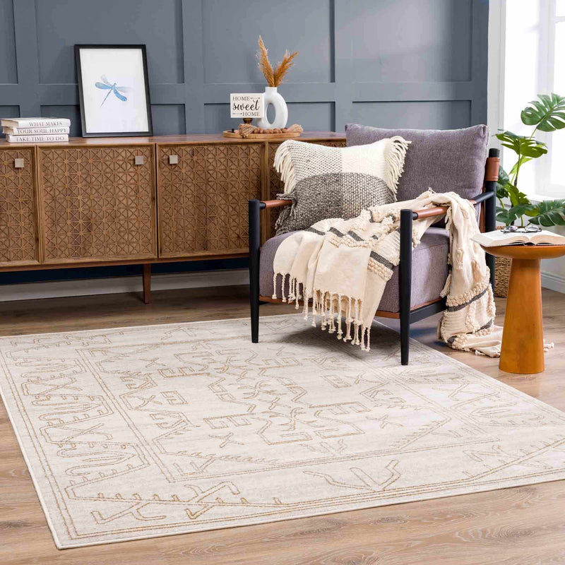 Divya Cream & Gold Area Rug - Decor Addict, LLC