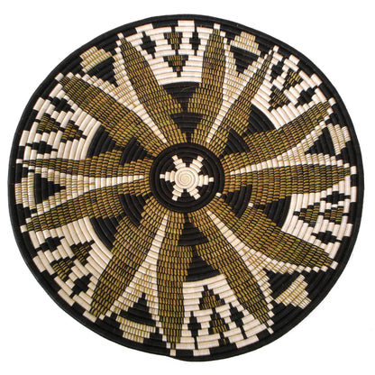 27" Extra Large Black Fleur Plate Woven Wall Art Plate - Decor Addict, LLC