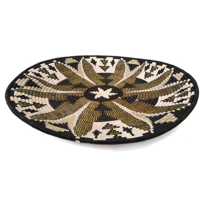 27" Extra Large Black Fleur Plate Woven Wall Art Plate - Decor Addict, LLC