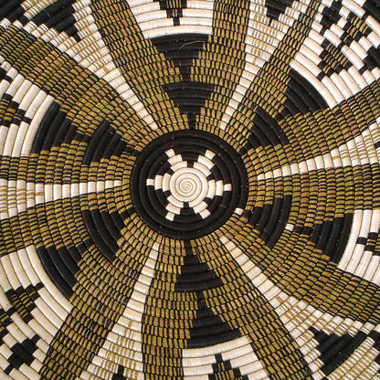 27" Extra Large Black Fleur Plate Woven Wall Art Plate - Decor Addict, LLC