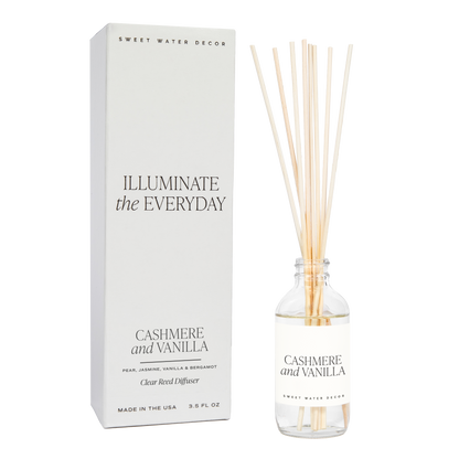 Cashmere and Vanilla Clear Reed Diffuser - Decor Addict, LLC